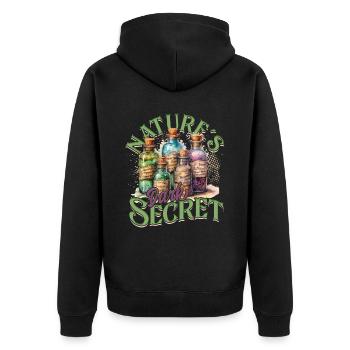 Apotheker Kräutersammler Natures Dark Secret - Unisex Premium Bio Zip Hoodie - Schwarz - Hinten - Nico (187cm)