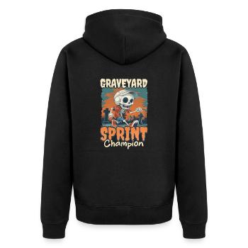 Champion de sprint du cimetière de coureurs d’Halloween - Veste à capuche bio Premium Unisexe - noir - Dos - Nico (187cm)
