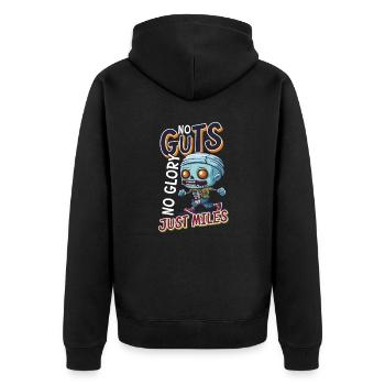 Coureur d’Halloween Pas de courage, pas de gloire, juste des kilomètres - Veste à capuche bio Premium Unisexe - noir - Dos - Nico (187cm)