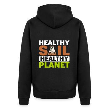Bodenwissenschaftler Soil Science - Unisex Premium Bio Zip Hoodie - Schwarz - Hinten - Nico (187cm)