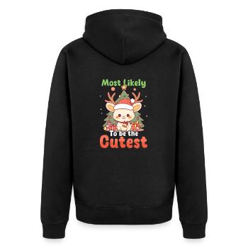 Weihnachtsrentiere sind am ehesten süß - Unisex Premium Bio Zip Hoodie - Schwarz - Hinten - Nico (187cm)