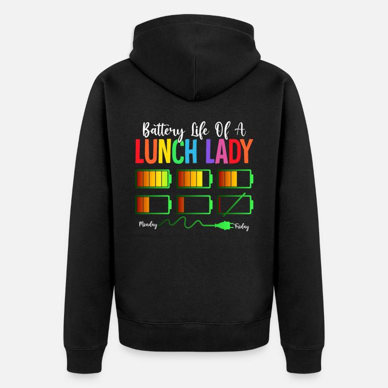 Cafeteria Arbeiter Kaffee Batterie Leben eines Mit - Unisex Premium Bio Zip Hoodie - Schwarz