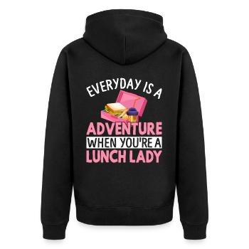Cafeteria Worker Battery Life Adventure You're A L - Unisex Premium Organic Zip Hoodie - black - Back - Nico (187cm)