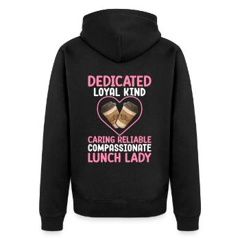 Cafeteria-Mitarbeiterin Engagierte, loyale, freund - Unisex Premium Bio Zip Hoodie - Schwarz - Hinten - Nico (187cm)