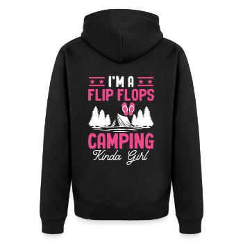 Flip Flops Camping Mädchen Camper Mädchen Wohnmobi - Unisex Premium Bio Zip Hoodie - Schwarz - Hinten - Nico (187cm)