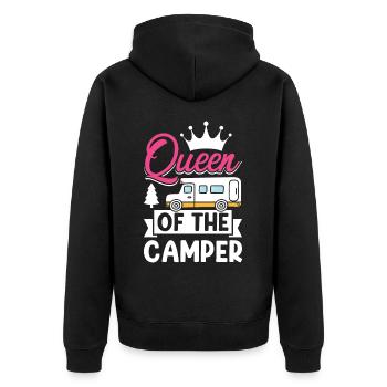 Camper Mom Funny Camping Queen of the Camper - Unisex Premium Bio Zip Hoodie - Schwarz - Hinten - Nico (187cm)