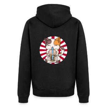 Bubble Tea Boba BubbleTea Kawaii Japan Tea Kpop - Unisex Premium Bio Zip Hoodie - Schwarz - Hinten - Nico (187cm)