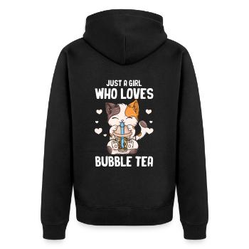 Bubble Tea Boba BubbleTea Kawaii Japan Tea Kpop - Unisex Premium Organic Zip Hoodie - black - Back - Nico (187cm)