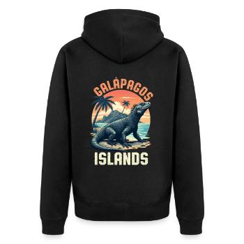 Galapagos Islands - Unisex Premium Bio Zip Hoodie - Schwarz - Hinten - Nico (187cm)