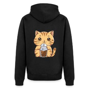 Bubble Tea Boba BubbleTea Kawaii Japan Tea Kpop - Unisex Premium Bio Zip Hoodie - Schwarz - Hinten - Nico (187cm)