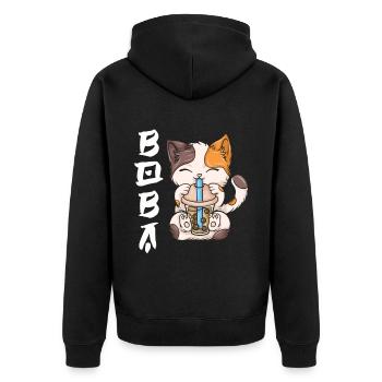 Bubble Tea Boba BubbleTea Kawaii Japan Tea Kpop - Unisex Premium Organic Zip Hoodie - black - Back - Nico (187cm)