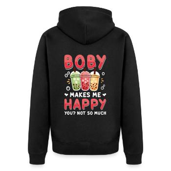 Bubble Tea Boba BubbleTea Kawaii Japan Tea Kpop - Unisex Premium Organic Zip Hoodie - black - Back - Nico (187cm)