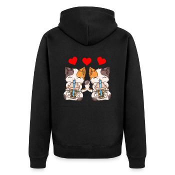 Bubble Tea Boba BubbleTea Kawaii Japan Tea Kpop - Unisex Premium Organic Zip Hoodie - black - Back - Nico (187cm)