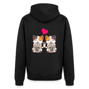 Bubble Tea Boba BubbleTea Kawaii Japan Tea Kpop - Unisex Premium Organic Zip Hoodie - black - Back - Nico (187cm)