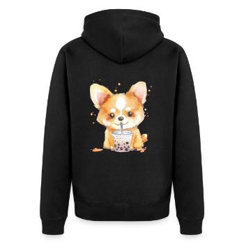 Bubble Tea Boba BubbleTea Kawaii Japan Tea Kpop - Unisex Premium Organic Zip Hoodie - black - Back - Nico (187cm)