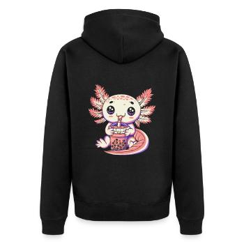 Bubble Tea Boba BubbleTea Kawaii Japan Tea Kpop - Unisex Premium Organic Zip Hoodie - black - Back - Nico (187cm)