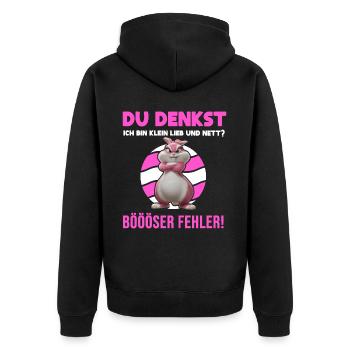 Hase Tshirt Lustig Witzig Humor Sarkasmus Büro - Unisex Premium Bio Zip Hoodie - Schwarz - Hinten - Nico (187cm)