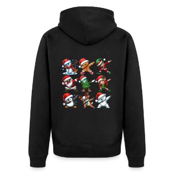 Dabbing Santa Elf Christmas Dance Squad Trendy - Unisex Premium Bio Zip Hoodie - Schwarz - Hinten - Nico (187cm)