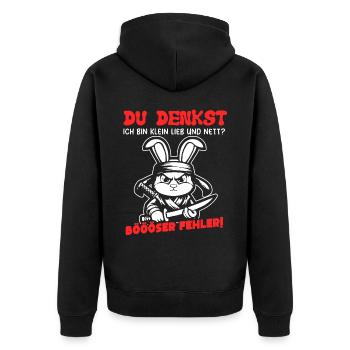 Hase Tshirt Lustig Witzig Humor Sarkasmus Büro - Unisex Premium Bio Zip Hoodie - Schwarz - Hinten - Nico (187cm)