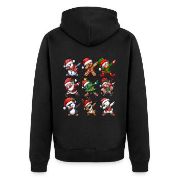 Dabbing Santa Elf Christmas Dance Squad Trendy - Unisex Premium Bio Zip Hoodie - Schwarz - Hinten - Nico (187cm)