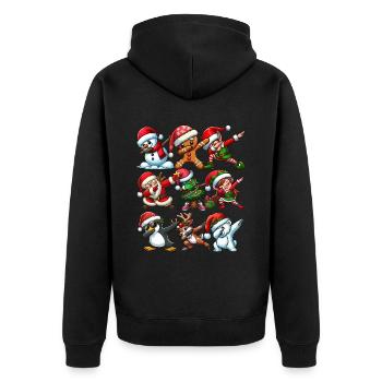 Dabbing Santa Elf Christmas Dance Squad Trendy - Unisex Premium Bio Zip Hoodie - Schwarz - Hinten - Nico (187cm)