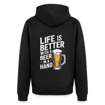 life is better with a beer in a hand - Unisex Premium Organic Zip Hoodie - black - Back - Nico (187cm)