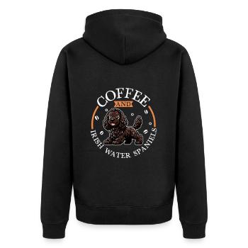 Café et épagneul d’eau irlandais - Veste à capuche bio Premium Unisexe - noir - Dos - Nico (187cm)