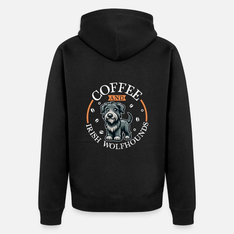 Café et Irish Wolfhound - Veste à capuche bio Premium Unisexe - noir