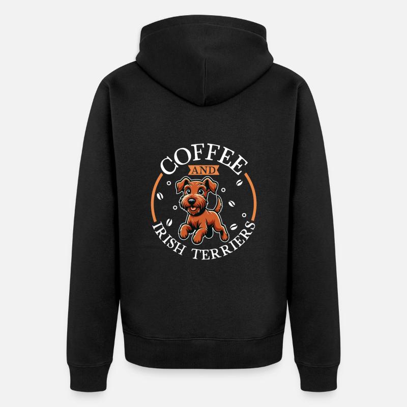 Café et Irish Terrier - Veste à capuche bio Premium Unisexe - noir