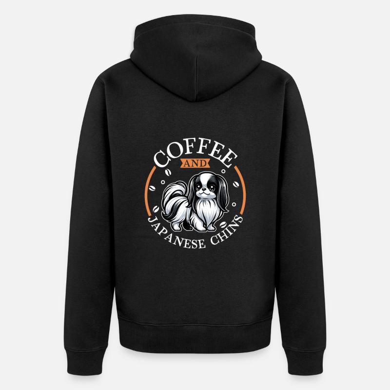 Café et Japan Chin - Veste à capuche bio Premium Unisexe - noir