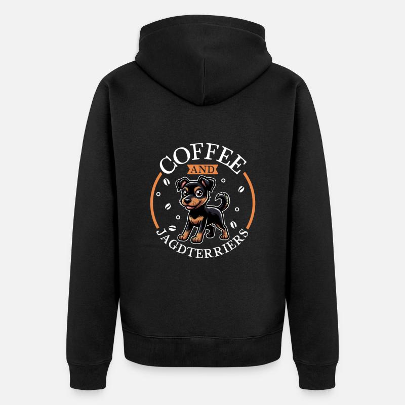 Kaffee und Deutscher Jagdterrier - Unisex Premium Bio Zip Hoodie - Schwarz