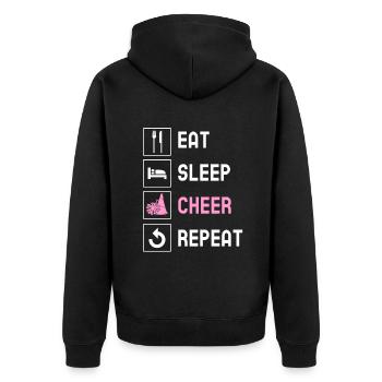 Cheerleading Cheerleader Base Flyer - Unisex Premium Bio Zip Hoodie - Schwarz - Hinten - Nico (187cm)