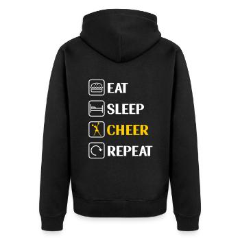 Cheerleading Cheerleader Base Flyer - Unisex Premium Bio Zip Hoodie - Schwarz - Hinten - Nico (187cm)