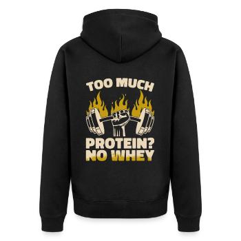 Fitness Trainer Gewichtheben GYM Bodybuilding - Unisex Premium Bio Zip Hoodie - Schwarz - Hinten - Nico (187cm)