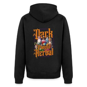 Apotheker Kräutersammler - Unisex Premium Bio Zip Hoodie - Schwarz - Hinten - Nico (187cm)