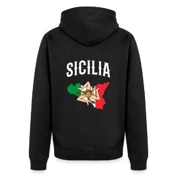 Sicilia Italia, sicilian - Unisex Premium Bio Zip Hoodie - Schwarz - Hinten - Nico (187cm)