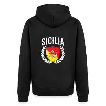 Sicilia Italia, sicilian - Unisex Premium Bio Zip Hoodie - Schwarz - Hinten - Nico (187cm)