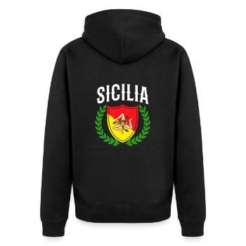 Sicilia Italia, sicilian - Unisex Premium Bio Zip Hoodie - Schwarz - Hinten - Nico (187cm)