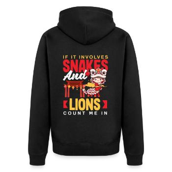 Nouvel An chinois Lune Lion Danse - Veste à capuche bio Premium Unisexe - noir - Dos - Nico (187cm)