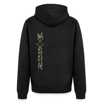 Masonic Camo Freemason Mason - Unisex Premium Bio Zip Hoodie - Schwarz - Hinten - Nico (187cm)