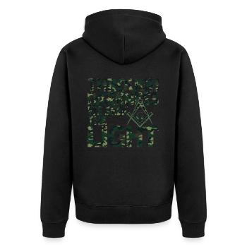 Mason Masonic Camo Freemason - Unisex Premium Bio Zip Hoodie - Schwarz - Hinten - Nico (187cm)