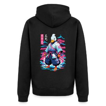 Samouraï Duck Esthétique Vaporwave Style Japon - Veste à capuche bio Premium Unisexe - noir - Dos - Nico (187cm)