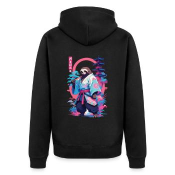 Esthétique Samouraï Paresseux Style Vaporwave - Veste à capuche bio Premium Unisexe - noir - Dos - Nico (187cm)