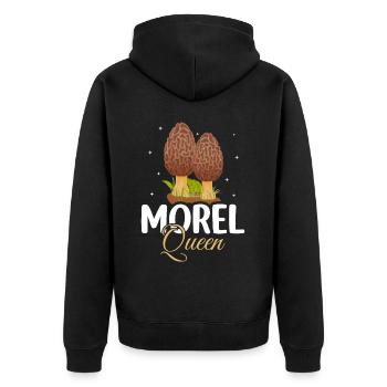 Morel Queen Mycologist Mushroom Lover Queen - Unisex Premium Organic Zip Hoodie - black - Back - Nico (187cm)