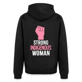 Amérindienne Femme autochtone forte - Veste à capuche bio Premium Unisexe - noir - Dos - Nico (187cm)