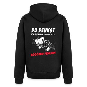 Affe Tshirt Lustig Witzig Humor Sarkasmus Büro - Unisex Premium Bio Zip Hoodie - Schwarz - Hinten - Nico (187cm)