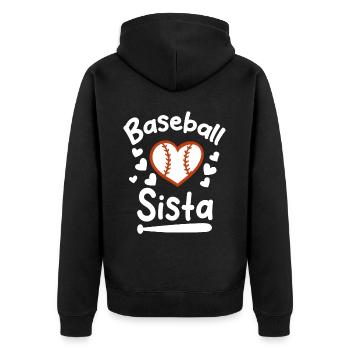 Baseball Sport Baseballspieler Pitcher Catcher USA - Unisex Premium Bio Zip Hoodie - Schwarz - Hinten - Nico (187cm)
