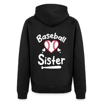 Baseball Sport Baseballspieler Pitcher Catcher USA - Unisex Premium Bio Zip Hoodie - Schwarz - Hinten - Nico (187cm)