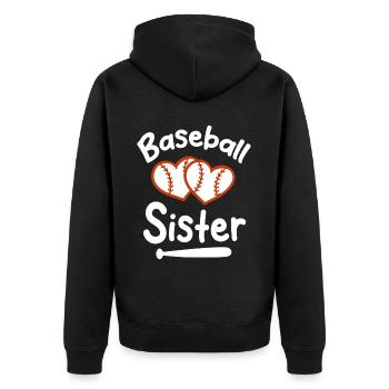 Baseball Sport Baseballspieler Pitcher Catcher USA - Unisex Premium Bio Zip Hoodie - Schwarz - Hinten - Nico (187cm)