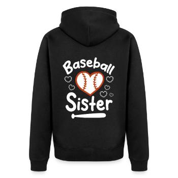 Baseball Sport Baseballspieler Pitcher Catcher USA - Unisex Premium Bio Zip Hoodie - Schwarz - Hinten - Nico (187cm)